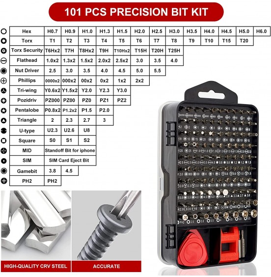 STREBITO Precision Screwdriver Set 124-Piece Electronics Tool Kit with 101 Bits Magnetic Screwdriver Set for Computer, Laptop, Cell Phone, PC, MacBook, iPhone, Nintendo Switch, PS4, PS5, Xbox Repair STREBITO Precision Screwdriver Set 124-Piece Electronics Tool Kit with 101 Bits Magnetic Screwdriver Set for Computer, Laptop, Cell Phone, PC, MacBook, iPhone, Nintendo Switch, PS4, PS5, Xbox Repair